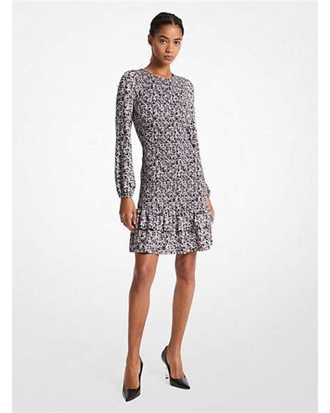 michael kors floral print dress|Floral Print Smocked Matte Jersey Dress .